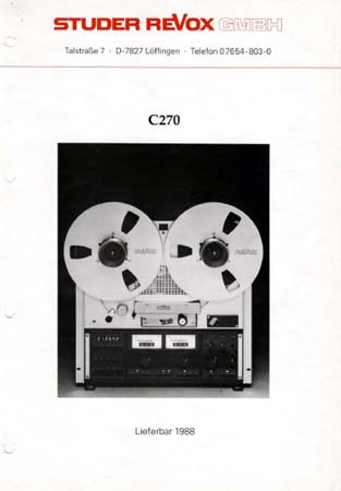 ReVox C270 – Ankündigungsprospekt