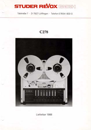 ReVox C278 – Ankündigungsprospekt